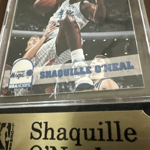 1993-94 NBA Hoops - Shaquille O'Neal #155 Wood Mounted Small Crack - Picture 6 of 6